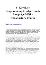 Practical Programming In Mql4