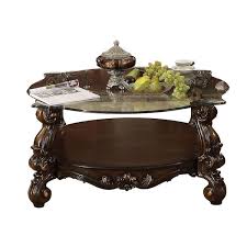 Brown Round Glass Top Coffee Table