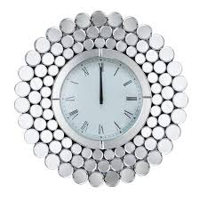Abbyson Once Round Wall Mirror Clock Silver