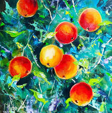 Orange Branch Painting Original Artwork