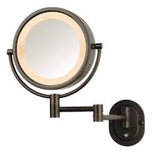 Lighted Wall Makeup Mirror In Bronze