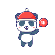 cute baby panda wearing red hat and say