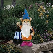 Goodeco Solar Garden Statue Cat Gnome