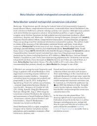 Beta Blocker Sotalol Metoprolol Conversion Calculator