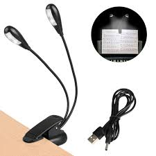 2 Arms Rechargeable Music Stand Led Light Clip On Dimmable Bed Book Reading Lamp Walmart Com Walmart Com