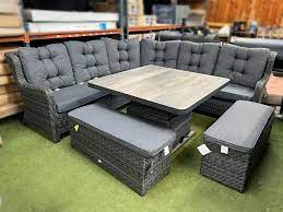 Larne Stone Grey Rattan Corner Sofa Set