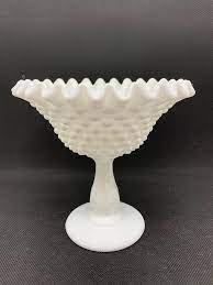Fenton White Hobnail Milk Glass Compote