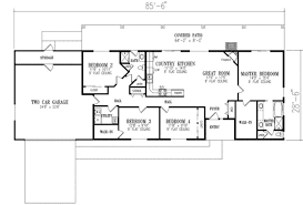 Ranch Style House Plan 4 Beds 2 Baths
