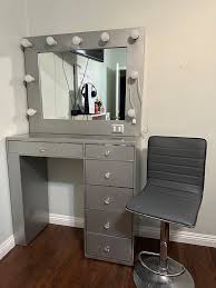 silver makeup vanity set in