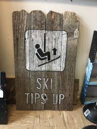 Barnwood Ski Tips Up Hand Painted