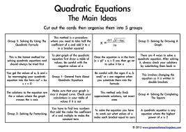 Quadratic Equations The Main Ideas A