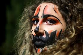 closeup of a woman in halloween makeup