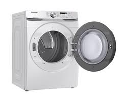 Stackable washer and dryer sets are a great way to save space in your laundry room. Samsung Dve45t6005w 7 5 Cu Ft Electric Dryer With Shallow Depth In Wh Elite Home Store