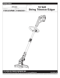 18 volt string trimmer edger user manual