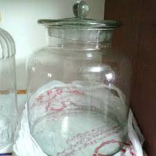 Vintage Big Glass Jar Yellow Lid Only