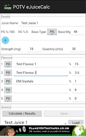 potv ejuice eliquid calculator free