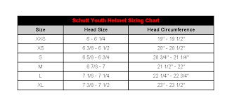 Schutt Youth Helmet Sizing Chart Jpg
