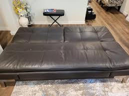 costco brown leather futon couch for