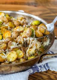roasted potatoes brussels sprouts and