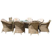 Free delivery above order £299. Taransay 8 Seat Oval Garden Dining Set In Natural Weave And Beige Fabric Garden Dining Sets Garden Furniture