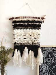 black white cream woven wall hanging