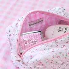 puffy makeup pouch pink fl women