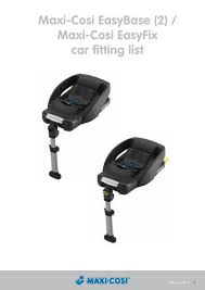 Maxi Cosi Easyfix Car Fitting List
