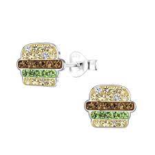 silver hamburger stud earrings