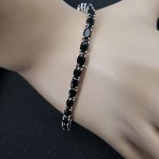 thai black spinel oval faceted bracelet