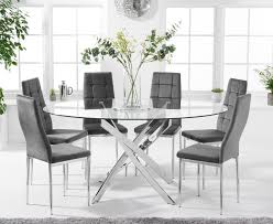 9pc dining set includes an oval dining table with butterfly leaf and eight parson chairs with dark coffee fabric, oak finish. Denver 165cm Oval Glass Dining Table With Melissa Chairs Grey 6 Chairs 699 00 Save Up To 20 Off