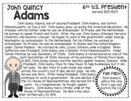 John Quincy Adams Biography Timeline Graphic Organizers Text Based Questions