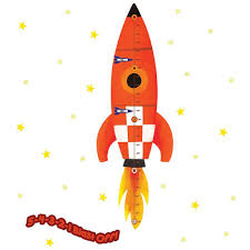 Rocketship Run Peel Stick Growth Chart Wall Decals