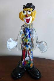 2 Vintage Murano Glass Clown With