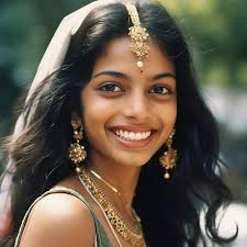 happy bride young indian woman