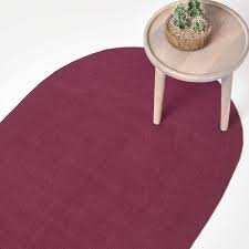 plum handmade woven braided oval rug