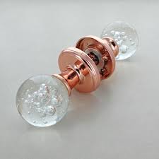 Copper Bubbles Glass Mortice Door Knobs