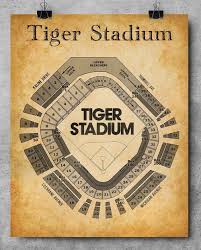 Old Tiger Stadium Seating Chart 11x14 Unframed Art Print Great Sports Bar Decor And Gift Under 15 For Baseball Fans