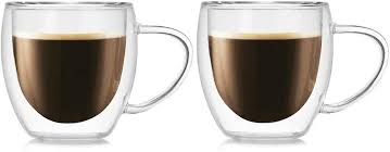 2 Pack Glass Espresso Mugs Double Wall