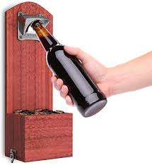 Wooden Wall Mount Bottle Opener With