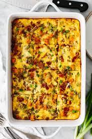 · arrange sausages and bacon on a rimmed baking sheet. Loaded Breakfast Casserole With Sausage Downshiftology