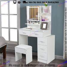 dressing table with led lights mirror