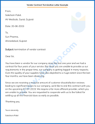 vendor contract termination letter