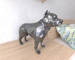 pitbull dog lowpoly low poly 3d