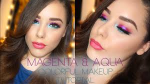 magenta aqua colorful makeup tutorial