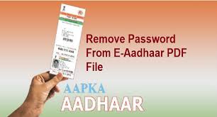 how to remove pword from e aadhaar