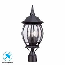 Hampton Bay 3 Light Black Outdoor Lamp