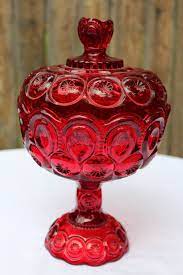 Ruby Amberina Glass Footed