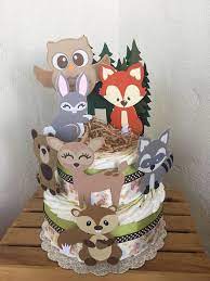 forest animals baby shower diaper cake