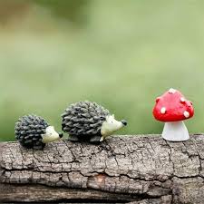 Mini Hedgehogs And Mushroom Miniature