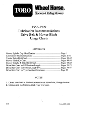 Chart Belts Blades Lubrication 82 Pages 492 0392 Pdf Misc